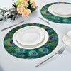 AUUXVA Round Placemat Animal Peacock Feather Polyester Heatresistant Table Place