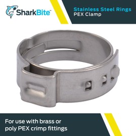 SharkBite 3/4 Inch Clamp Ring, Stainless Steel Plumbing Fitting, PEX Pipe, PE-RT, UC955A
