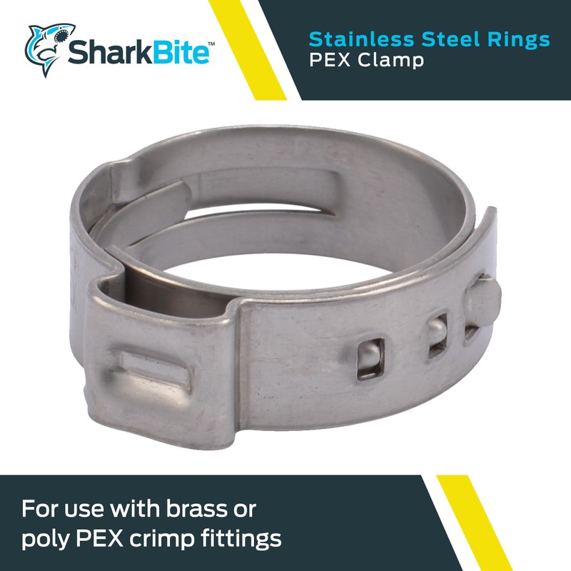 SharkBite 3/4 Inch Clamp Ring, Stainless Steel Plumbing Fitting, PEX