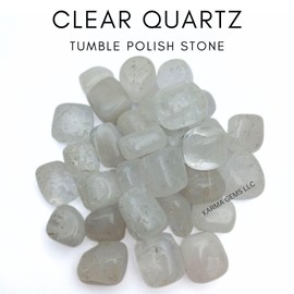 Karma Gems 1lb Clear Quartz Tumbled Stones - Polished Stones for Positive Energy - Crystal Kit for Fresh Mind & Restful Sleep-Healing Stone for Chakra Balancing-Ideal for Gift & Home Decor (15-25 Mm)
