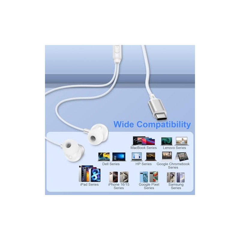 Auriculares con cable para iPhone 17e/17/17 Pro/17 Pro Max/16e/16/16 Plus/16