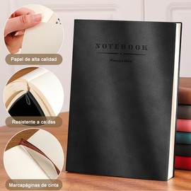 LANRUTU 2pzs Libreta Hojas Blancas,A5 Sketchbook,Cuadernos Profesionales Engrosado,Cuaderno con Páinas Giratorias de 360° y Marcapáginas,con Funda Impermeable de Cuero Suave, (180hojas/360 Páginas)