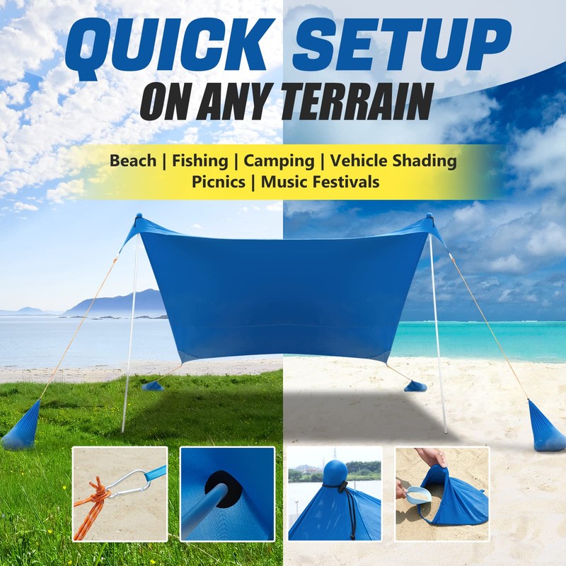 RUNBOW Beach Shade Canopy, Pop Up Sun Shade Tent with
