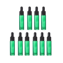 YORROR 10 Pcs 10ml Green Frosted Thick Glass Essential Oil Dropper Bottle,Empty Refillable Dropper Bottle With Glass Eye Dropper for Massage Oils,Aromatherapy,Perfume,Cosmetic Liquid
