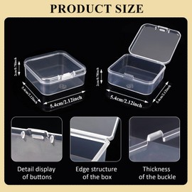FAMLEAF 12 Pieces Transparent Plastic Jewerly Display Cases, Small Organizer Box for Bead, Crafts, Ear Plugs, Eye Lash, Perler (2.12 x 2.12 x 0.78 Inch)