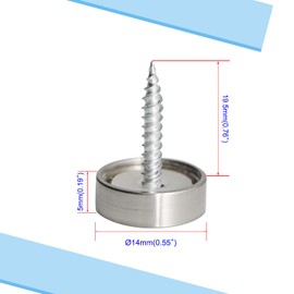 Aopin Mirror Screw Cap, Decorative Screws Cover Fasteners for Sign/Advertising Hardware Nails/Construction, Brushed, Silver, 14mm, 2Pcs