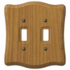 Amerelle Austin Double Toggle Wood Wallplate in Medium Oak