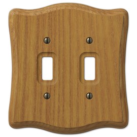 Amerelle Austin Double Toggle Wood Wallplate in Medium Oak
