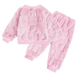 JiAmy Toddler Kids Baby Sweatshirt Set, Girl Boy Clothes Winter Warm Pajamas Sleepwear Fleece Tracksuit Tops and Pants 2Pcs Fall Outfits 12-18 Months
