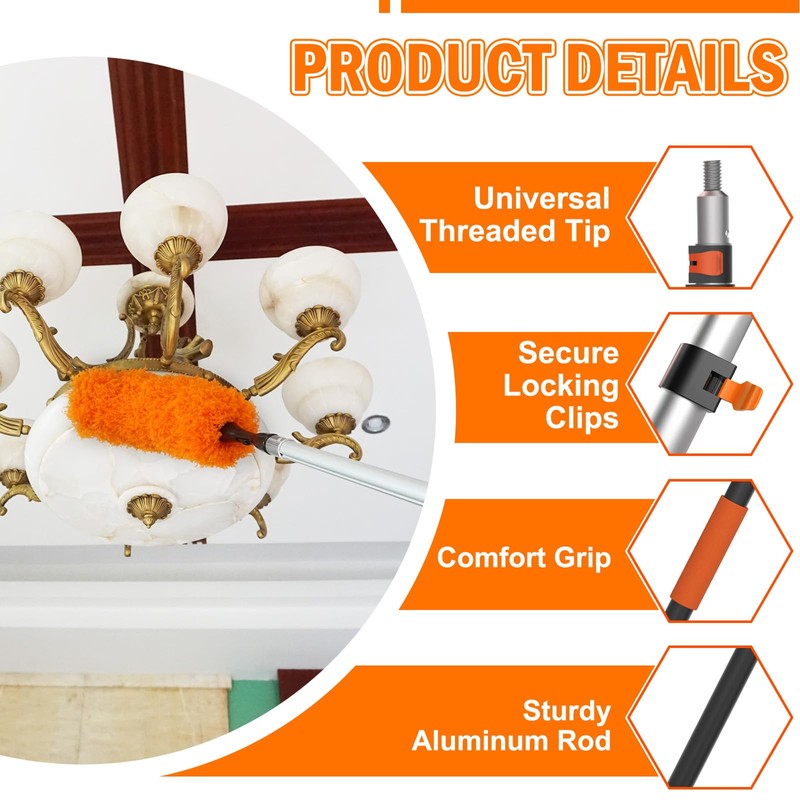 LAANPOLE 20FT High Reach Duster Cleaning Kit with Extension Pole,