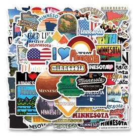 61Pcs Minnesota Stickers Pack, Aesthetic Vinyl Waterproof Sticker Decals for Water Bottle,Laptop,Phone,Skateboard,Scrapbooking,Bumper for Kids Teens Adults for Party Supply Decor Favor…