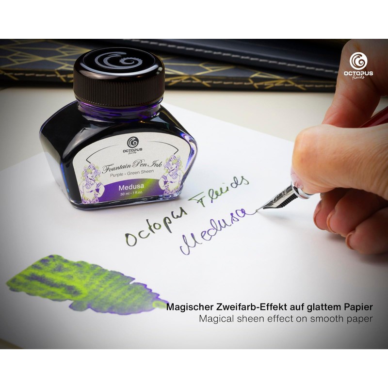 Octopus Fluids Sheen Fountain Pen Ink with Converter Medusa Purple