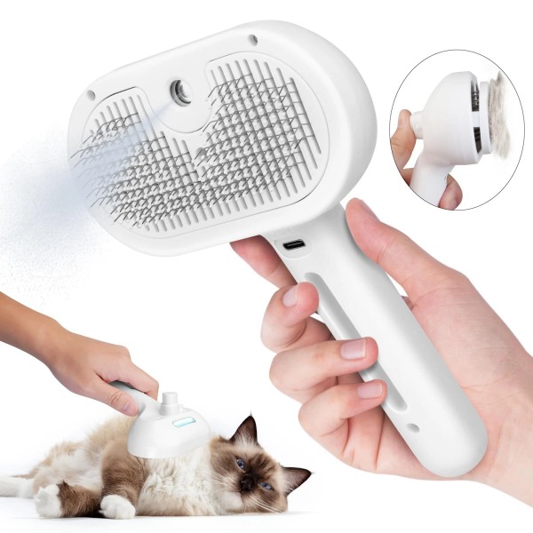 Slavol Cat Steam Brush, 3 In 1 Steamy Cat Brush