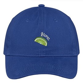 Trendy Apparel Shop Lime Half Slice Embroidered Cap Premium Cotton Dad Hat - Royal