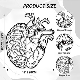 Rajukit Brain Decor and Anatomical Heart Metal Wall Art, 12.6x11 Inches