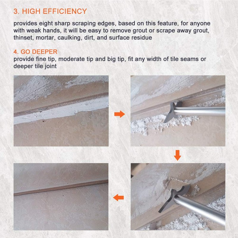 Grout Removal Tool, Caulking Removal Tool, Grout Cleaner, Scraper, Scrubber