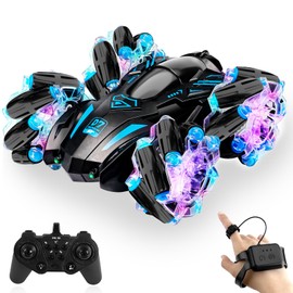 Sheewey Remote Controlled Car, 360° Rotating RC Car with Music and Lights, 2.4 GHz Remote Control and Remote Control Clock, Automatic Programming with One Button, Children's Birthday Party Favours