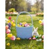 Prudance 6" x 5" Small Cotton Rope Basket with Handle,Blue,Favors