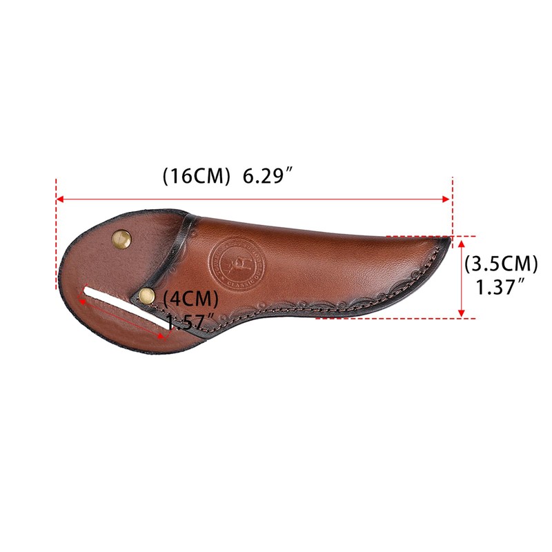 Leather Angled Draw Knife Sheath 2inch Belt Loop Fixed Blade