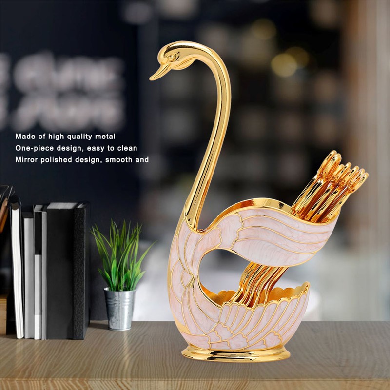 Coffee Dessert Spoon Set European Style Elegant Swan Fruit Scoop