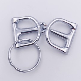 Terizger Horse Bit Key Chain,D‑Shaped Snaffle Keychain Durable Silver D‑Ring Zine‑Alloy Horse Snaffle Bits Key Ring, Silver, 10x3cm/3.9x1.2in