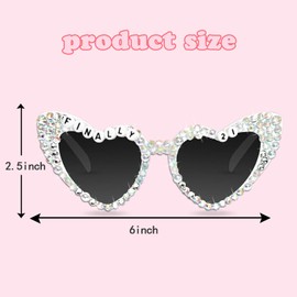 Topfunyy 21st Birthday Sunglasses - White Finally 21 Shiny Bling Diamond Pearl Glasses for Girls 21st Birthday Party Supplies