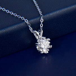 SILBERTALE Moissanite Necklace for Women - 925 Sterling Silver D Color Lab Created Round Cut Adjustable Chain with GRA Certification, Ideal Gift for Anniversary, Valentine's Day, and Christmas