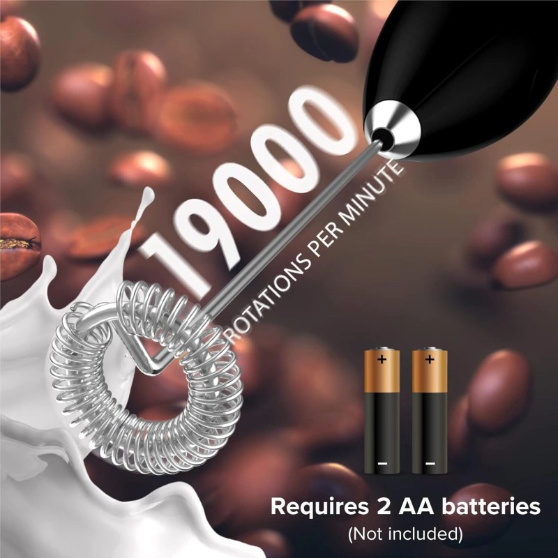 PowerLix Powerful Handheld Milk Frother With Stand Battery Operated