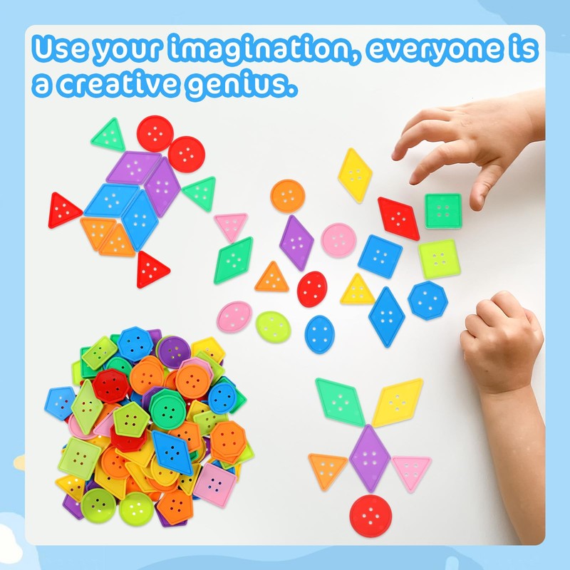 200 Pcs Big Bright Buttons for Kids 8 Colors and