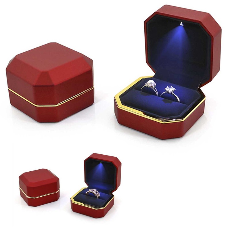 AVESON Luxury Ring Box, Square Velvet Wedding Ring Case Jewelry