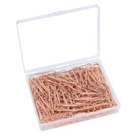 AOKIVIGOA 100pcs Metal Paper Clips with Plastic Box of Paper Clips for Office Stationery 33mm Rose Gold