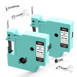 VolenGo Replacement for DYMO D1 Label Tape 45013 S0720530 Refills Compatible with Dymo Labelmanager 160 280 210D Label Maker, 1/2 Inch x 23Ft 12mm x 7m Black on White, 2-Pack