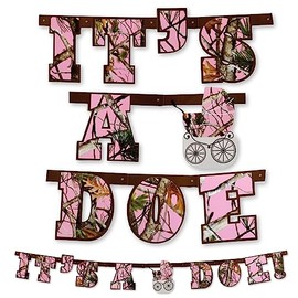 Pink Camo "It's a Doe" Banner Decoration (Each)