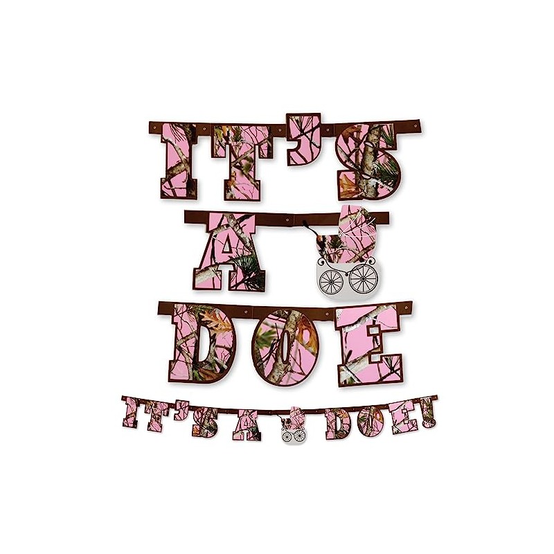 Pink Camo "It's a Doe" Banner Decoration (Each)