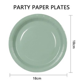 PYAILI Pack of 50 Paper Plates, Party Plates, Children's Birthday Plates Set, 18 cm Party Tableware Set, Grass Green Disposable Paper Plates for Graduation, New Year's Eve, Children's Birthday