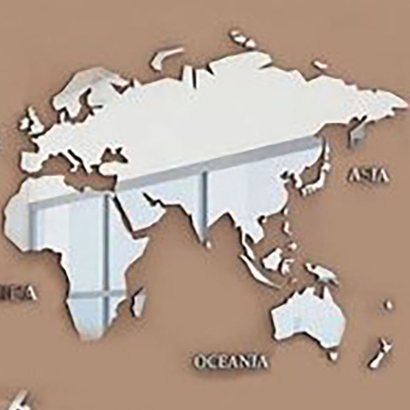 Acrylic Wall Stickers 3D World Map Wall Mirror Sticker for