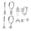 ALEXCRAFT Earrings Studs 925 Post 4 Pairs Silver Earring For