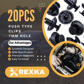 Rexka 20pcs Engine Cover Clips Grille Push-Type Retainer Fasteners 7mm Hole for Toyota Lexus 90467-07211 4Runner Avalon Camry Land Cruiser Prius GX460 IS250 RX350