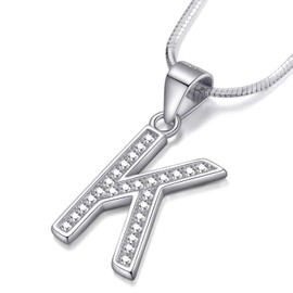 Morella Women's Letter Necklace Necklace and Pendant Letter K - 925 Sterling Silver Rhodium Plated – 45 cm Long