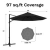 Devoko 10ft Solar LED Patio Umbrella, Round Cantilever Outdoor Umbrella