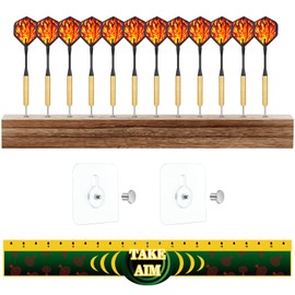Kathfly 5 Pcs Dart Holder Wall Mount Displays Sets Including 1 Wooden Darts Holder 2 Throw Line Marker 2 Hook for Dart Storage Displaying