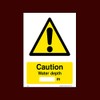 Caution Water Depth M Plastic Sign with 4 Pre-Drilled Holes