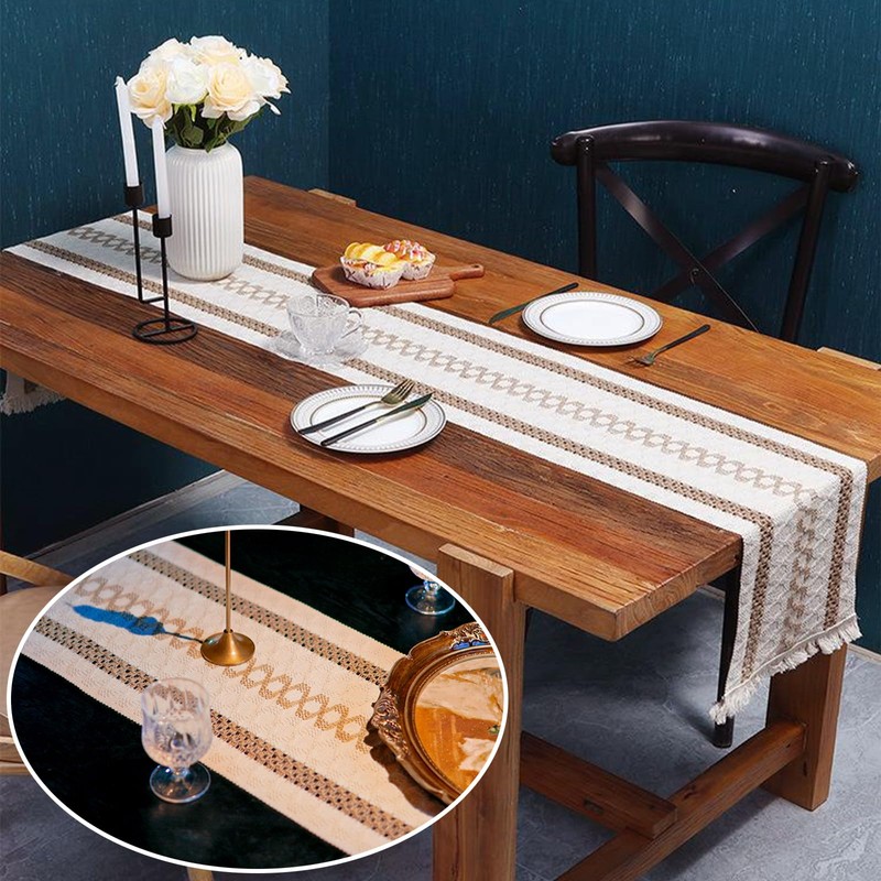 Table Runner, Natural Hessian Dining Table Runner Rustic Cotton Linen