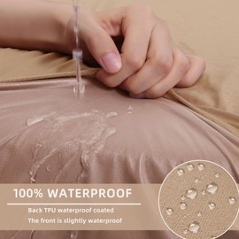 hyha Waterproof Couch Cushion Covers, Magic Sofa Covers Washable, Stretch Sofa Seat Cushion Slipcovers, Waterproof Couch Covers for Sofa Pets (2 Cushion Loveseat, Camel)