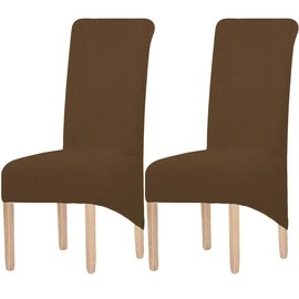 LANSHENG Dining Chair Covers, Stretch High Back Chair Slipcover, Spandex Large Chairs Cover Elastic Washable Removable XL Chair Protector (Set of 2, Light Coffee)