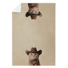 Cabana Bro Western Cat Kitchen Towels, Cats Lover Gifts for Women Decorative Hand Towels for Bathroom, Brown Farmhouse Western Cowboy Kitten Dish Tea Towels for Kitchen, 16x24 Inch