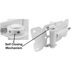 Self Closing Vinyl Fence Gate Double Gate Hardware Kit White (for Vinyl, PVC etc Fencing) - Double Fence Gate Kit has 4 Hinges, 1 Latch, and 1 Drop Rod