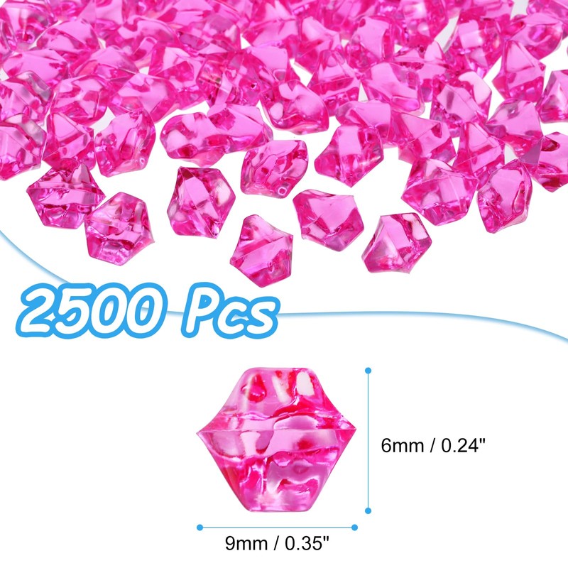 MECCANIXITY 2500pcs Fake Ice Rocks Acrylic Peach Crystals Gems Stones