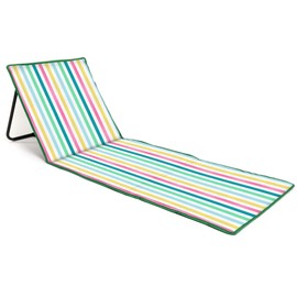 just be... Beach Sun Mat Folding Lightweight Portable Adjustable Sunbathing Recliner with Backrest Support and Valuables Pocket for Holidays Garden Camping Park Festivals - Light Multicolour Stripes