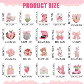 GIDWRIY Pack of 20 iron-on patches for iron-on, children's patches, iron-on patches for textiles, iron-on patches, iron-on stickers, clothing, embroidered patches for girls, DIY decorative patches for